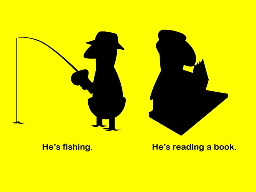 He’s fishing. He’s reading a book.